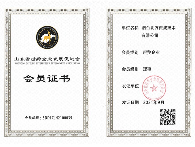 山東省瞪羚企業(yè)發(fā)展促進(jìn)會(huì)會(huì)員證書